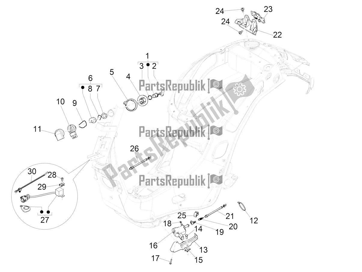 All parts for the Locks of the Vespa Sprint 125 Iget 2017