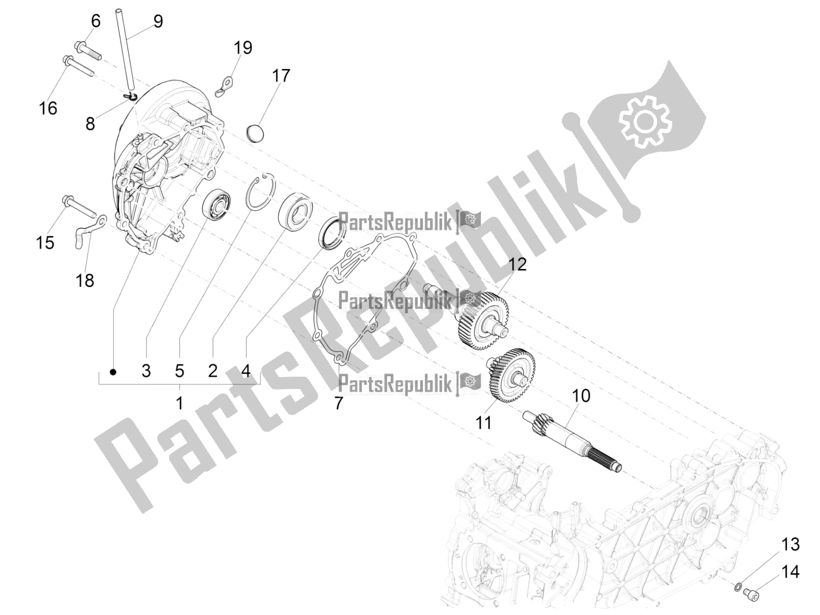 All parts for the Reduction Unit of the Vespa Sprint 125 Iget 2017