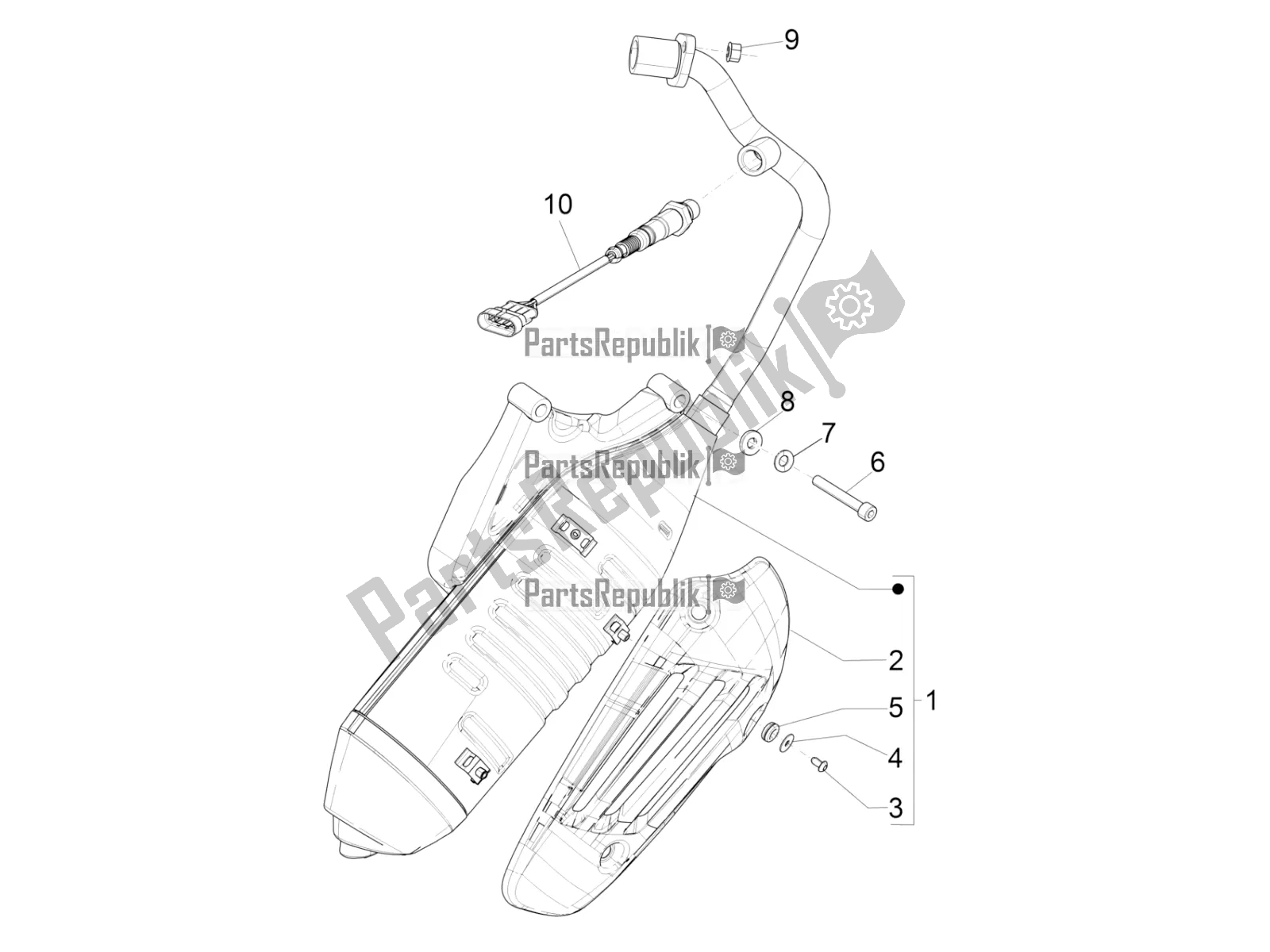 Todas as partes de Silenciador do Vespa Sprint 125 Iget 2017