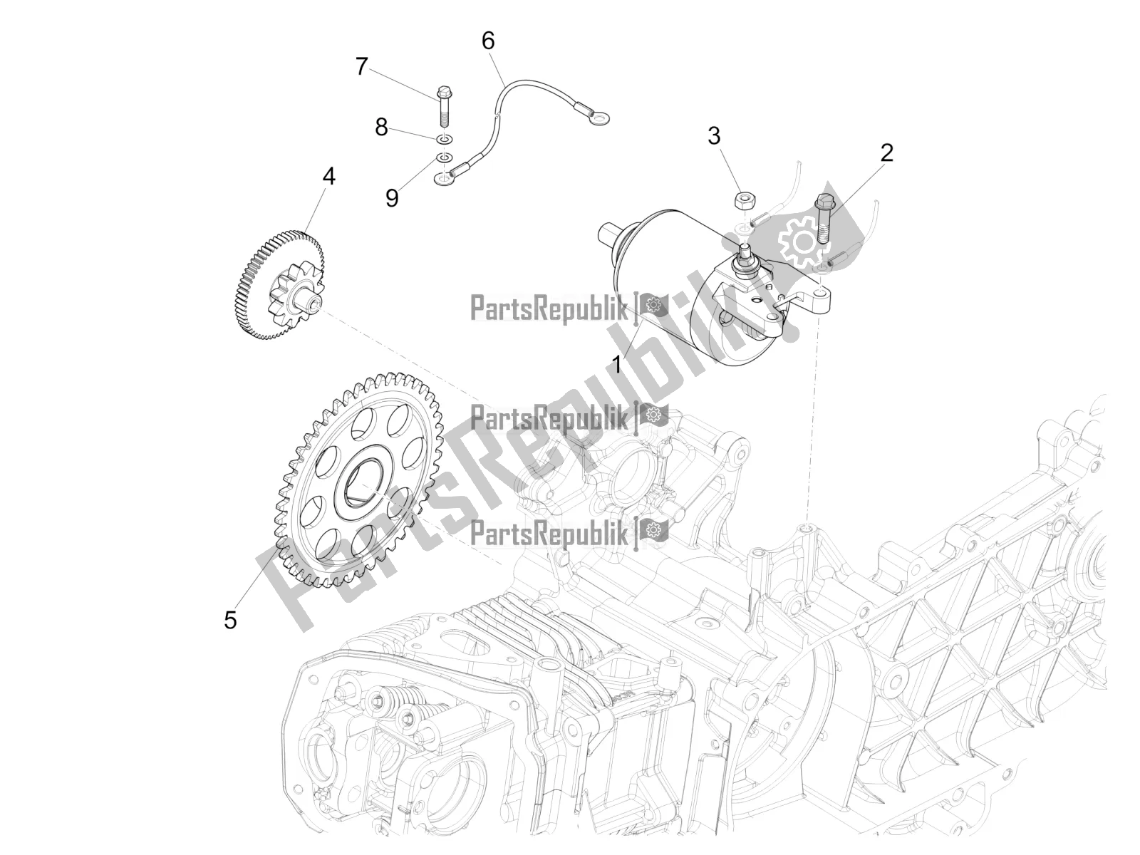 All parts for the Stater - Electric Starter of the Vespa Sprint 125 Iget 2017