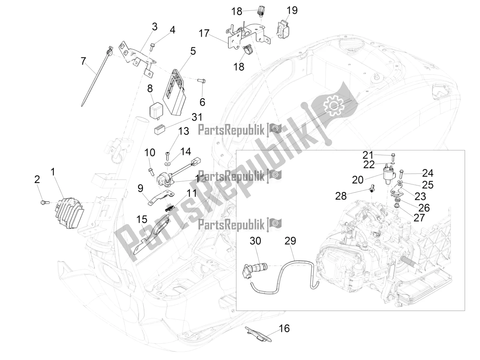 All parts for the Voltage Regulators - Electronic Control Units (ecu) - H. T. Coil of the Vespa Sprint 125 Iget 2017