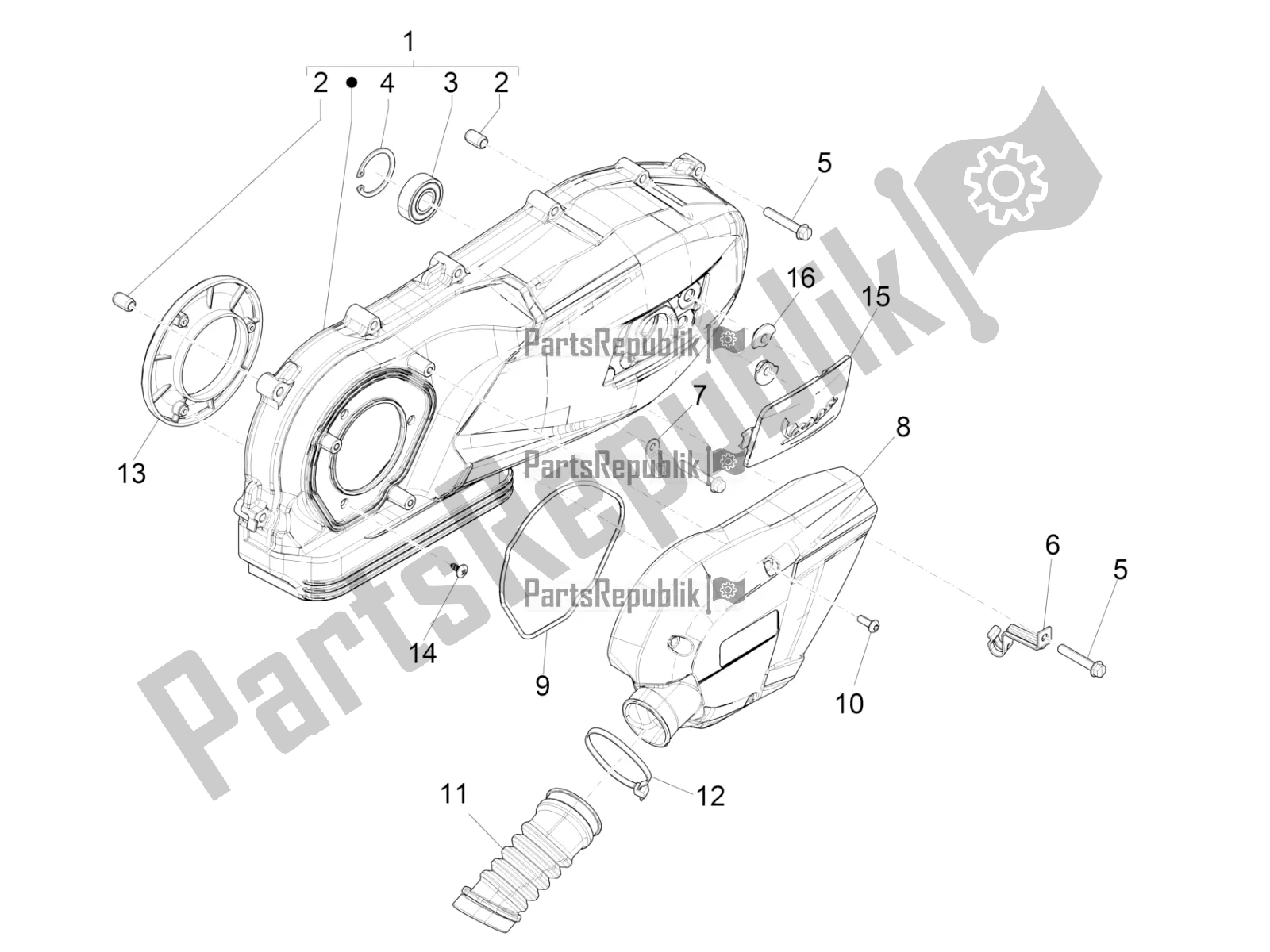 Todas las partes para Tapa Del Cárter - Enfriamiento Del Cárter de Vespa Sprint 125 Iget 2018