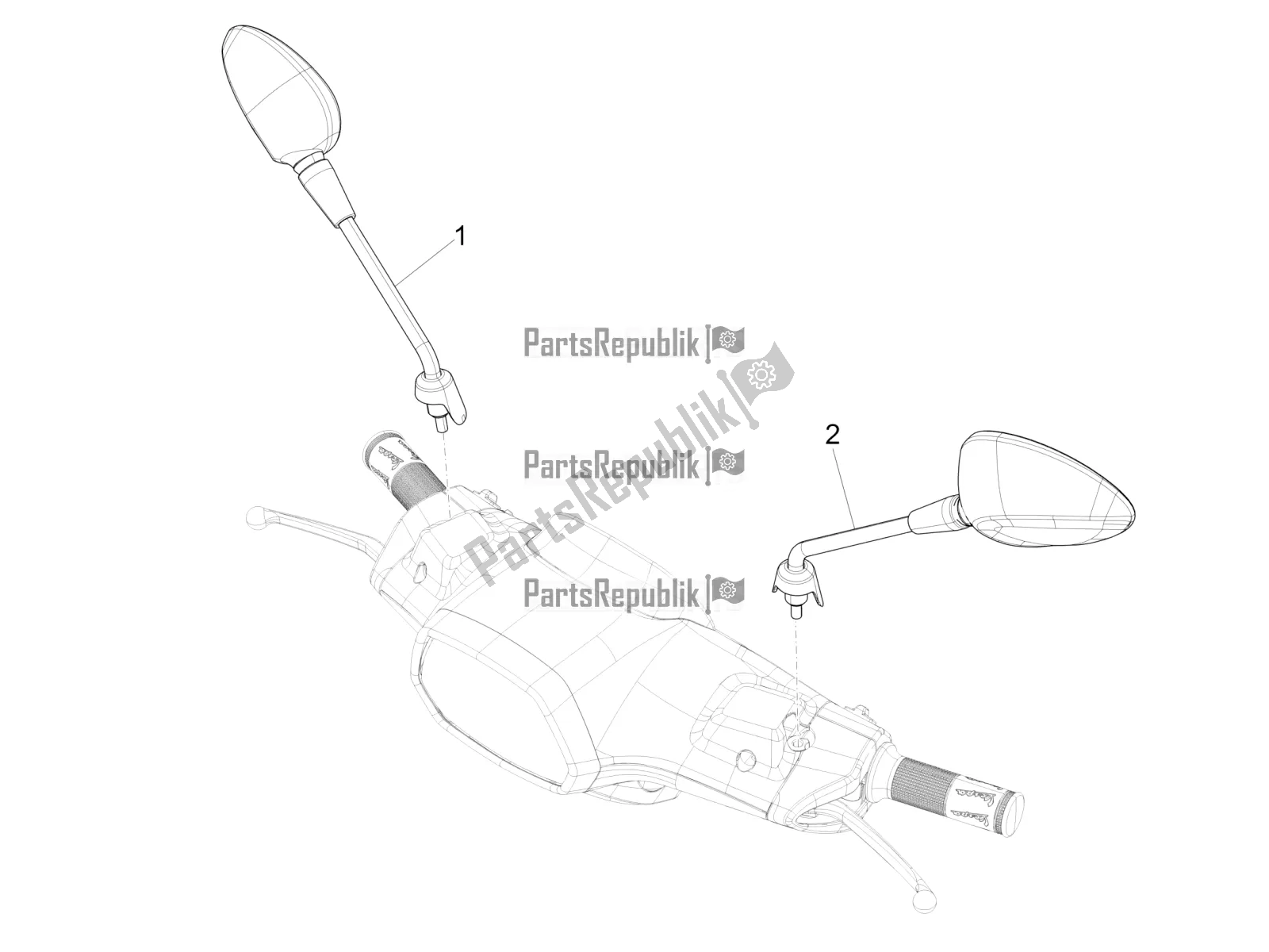 All parts for the Driving Mirror/s of the Vespa Sprint 125 Iget 2018