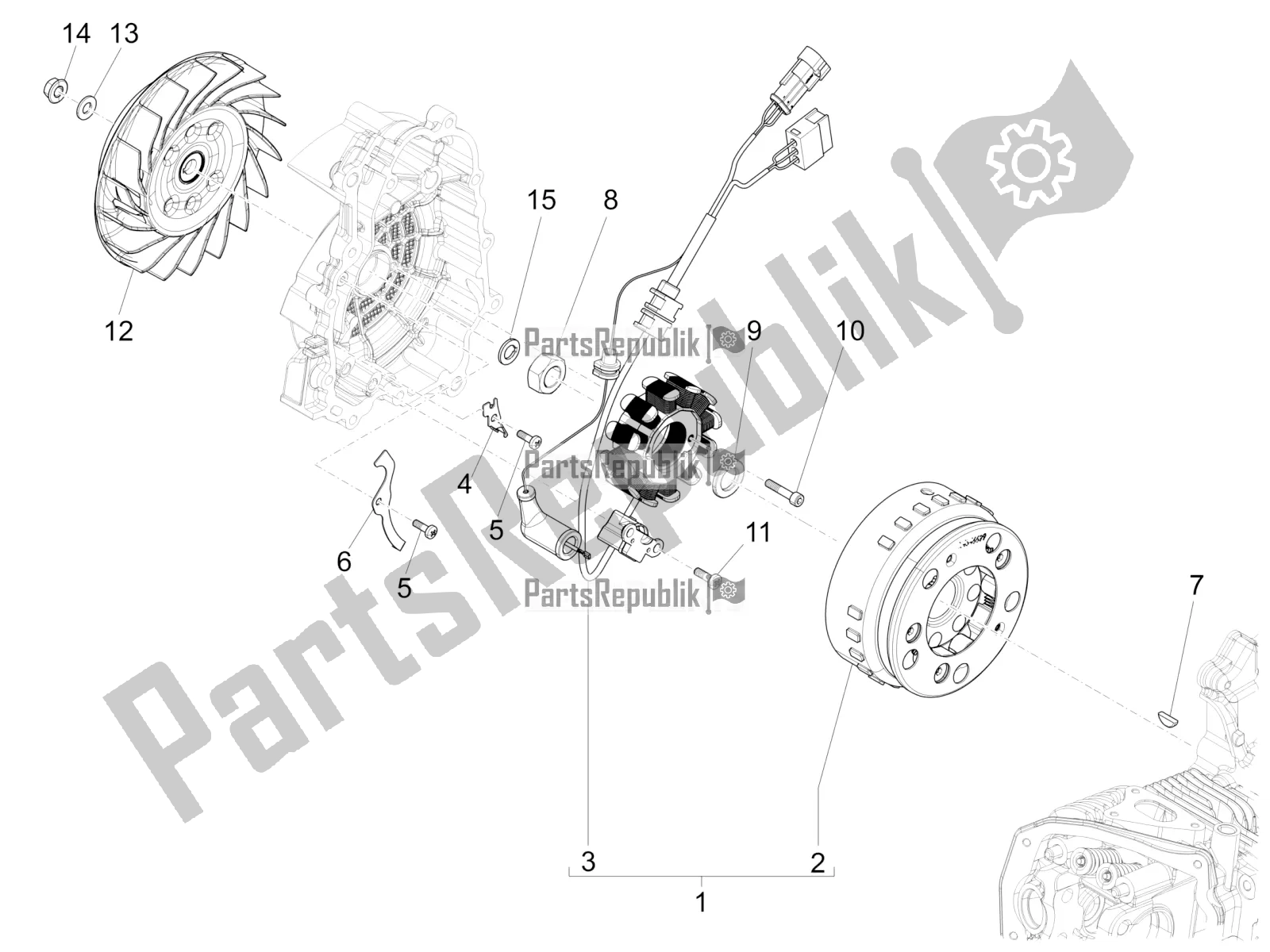 All parts for the Flywheel Magneto of the Vespa Sprint 125 Iget 2018
