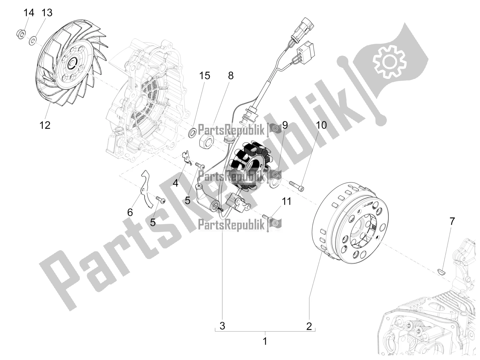 Tutte le parti per il Volano Magneto del Vespa Sprint 125 Iget 2018