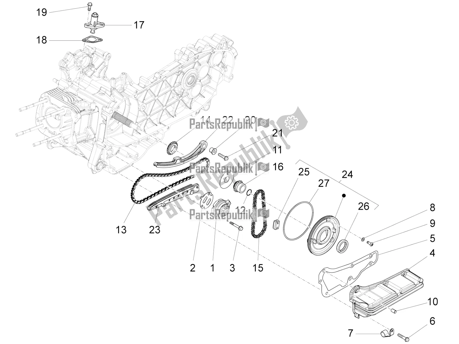 Toutes les pièces pour le La Pompe à Huile du Vespa Sprint 125 Iget 2018