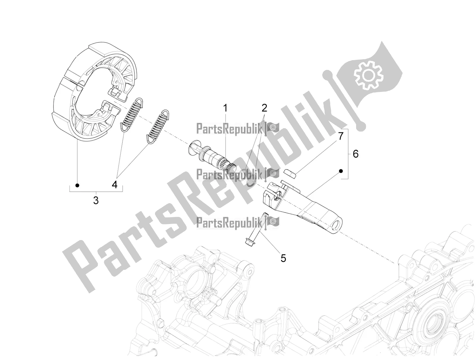 All parts for the Rear Brake - Brake Jaw of the Vespa Sprint 125 Iget 2018