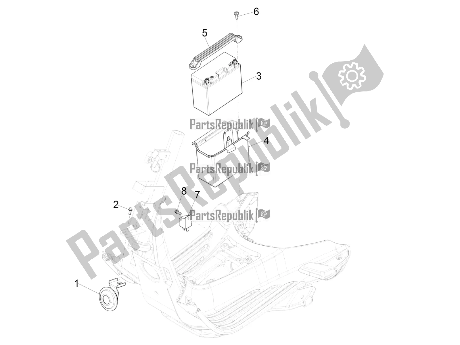 Wszystkie części do Prze?? Czniki Zdalnego Sterowania - Bateria - Klakson Vespa Sprint 125 Iget 2018