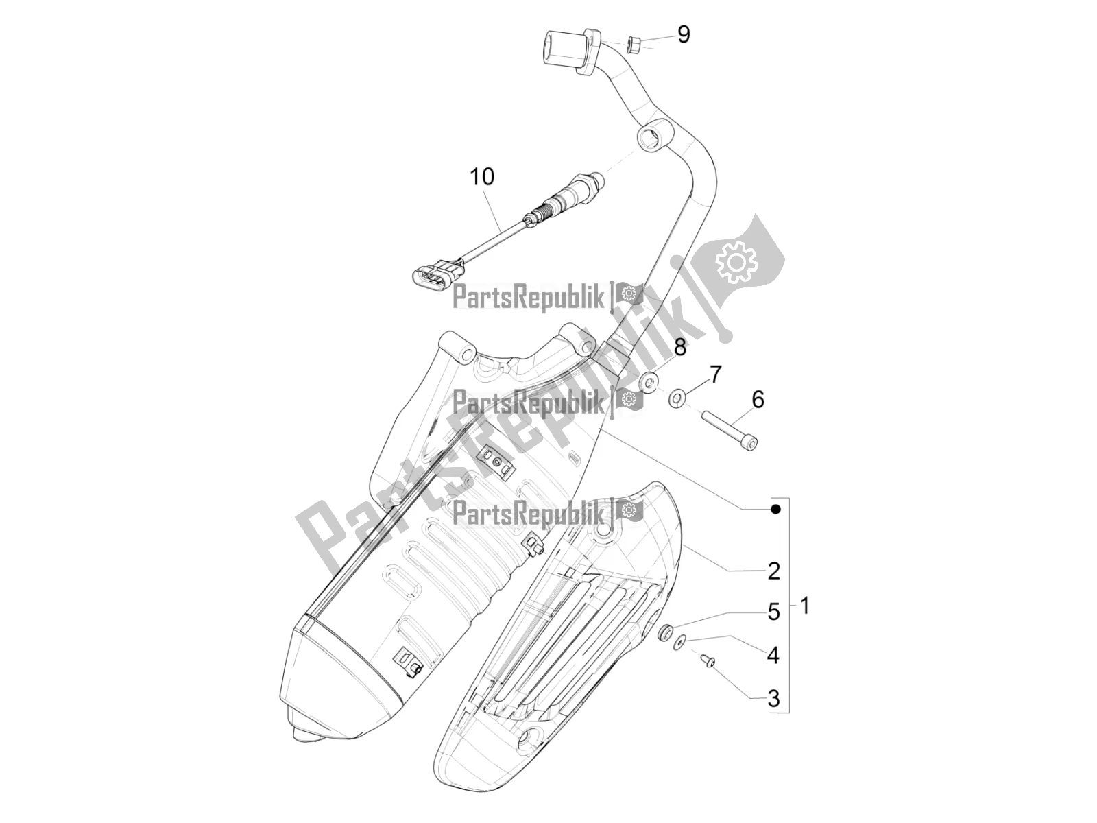 All parts for the Silencer of the Vespa Sprint 125 Iget 2018