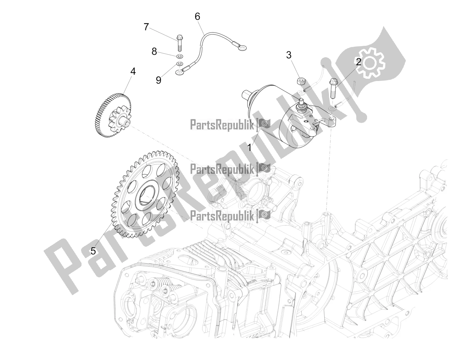 All parts for the Stater - Electric Starter of the Vespa Sprint 125 Iget 2018