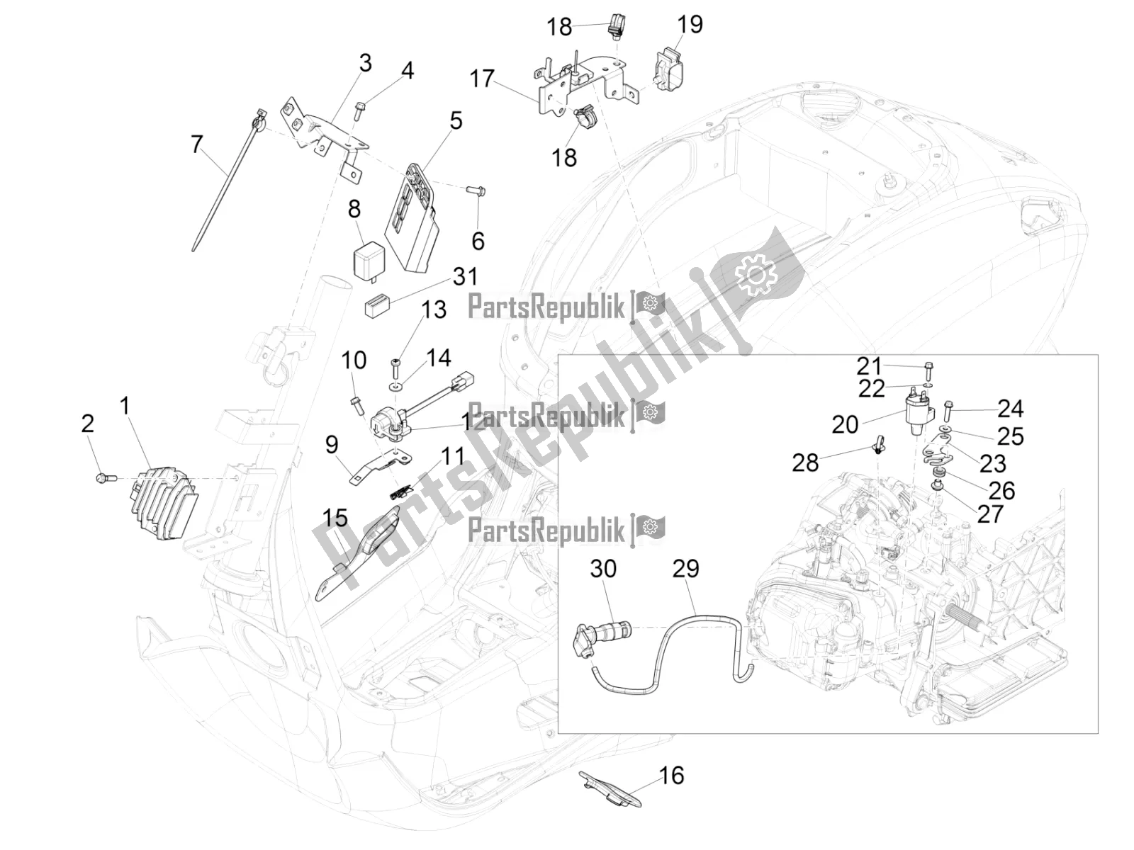 All parts for the Voltage Regulators - Electronic Control Units (ecu) - H. T. Coil of the Vespa Sprint 125 Iget 2018