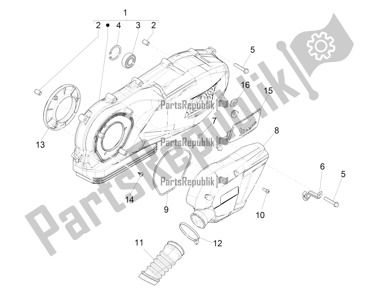 Toutes les pièces pour le Couvercle De Carter - Refroidissement Du Carter du Vespa Sprint 125 Iget 2019