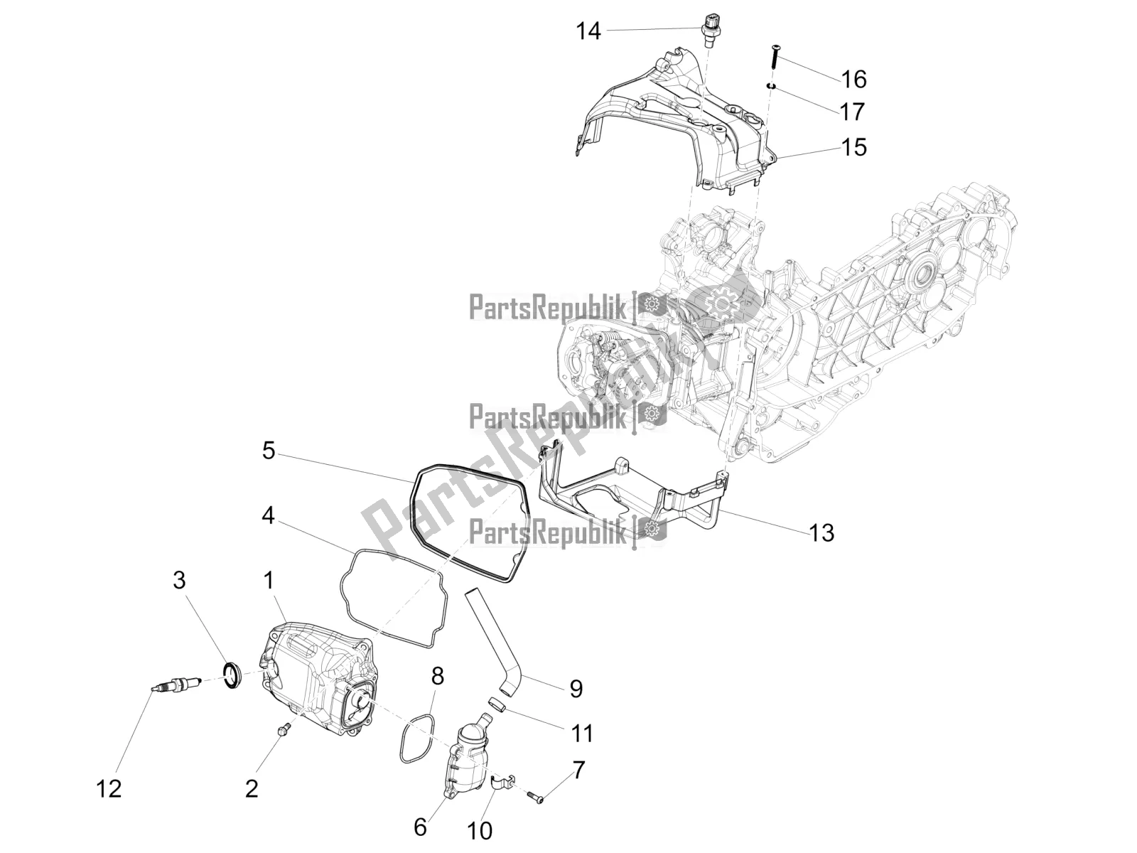 Toutes les pièces pour le Le Couvre-culasse du Vespa Sprint 125 Iget 2019