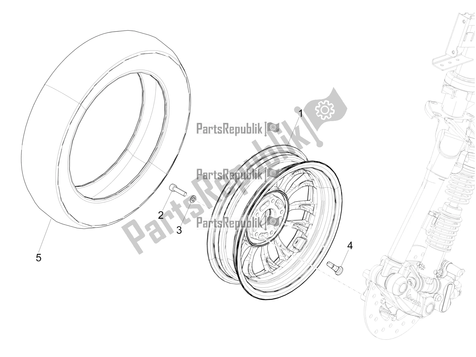 Todas las partes para Rueda Delantera de Vespa Sprint 125 Iget 2019