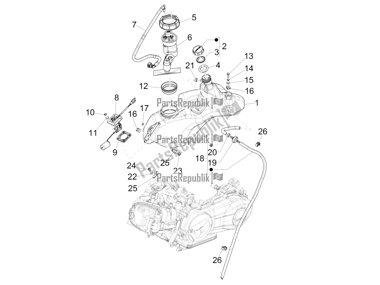Wszystkie części do Zbiornik Paliwa Vespa Sprint 125 Iget 2019