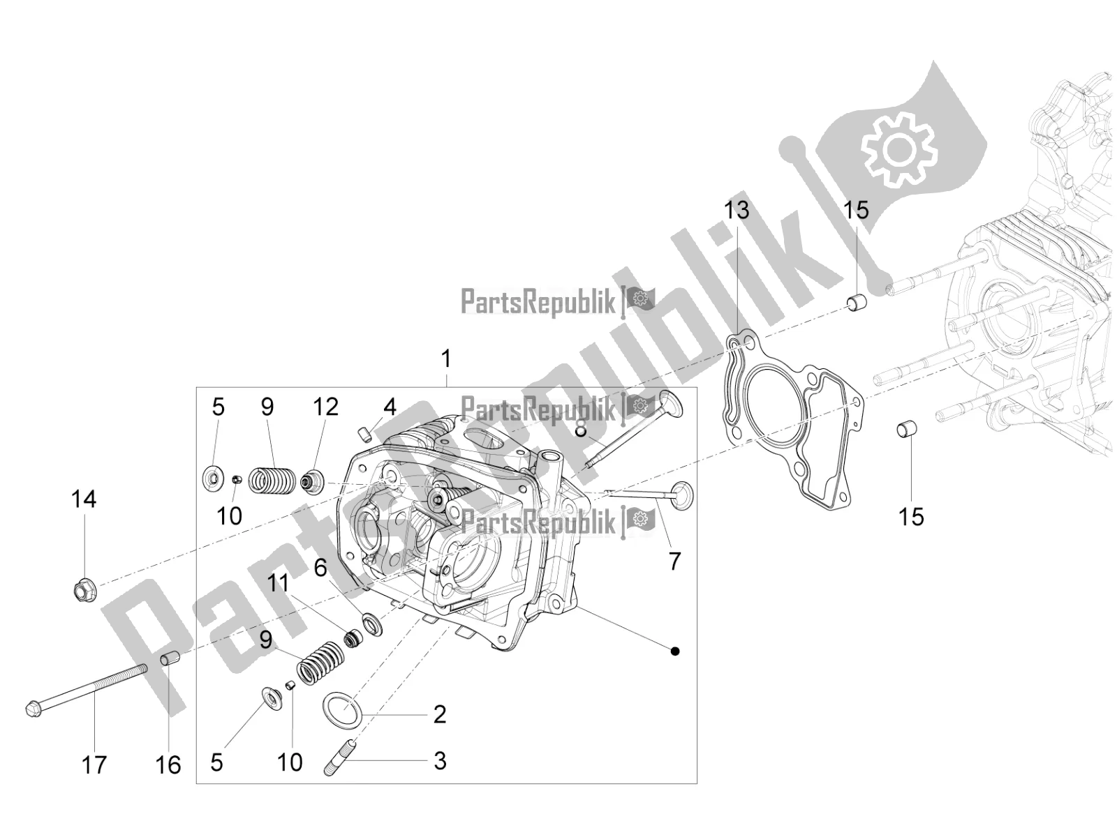 All parts for the Head Unit - Valve of the Vespa Sprint 125 Iget 2019