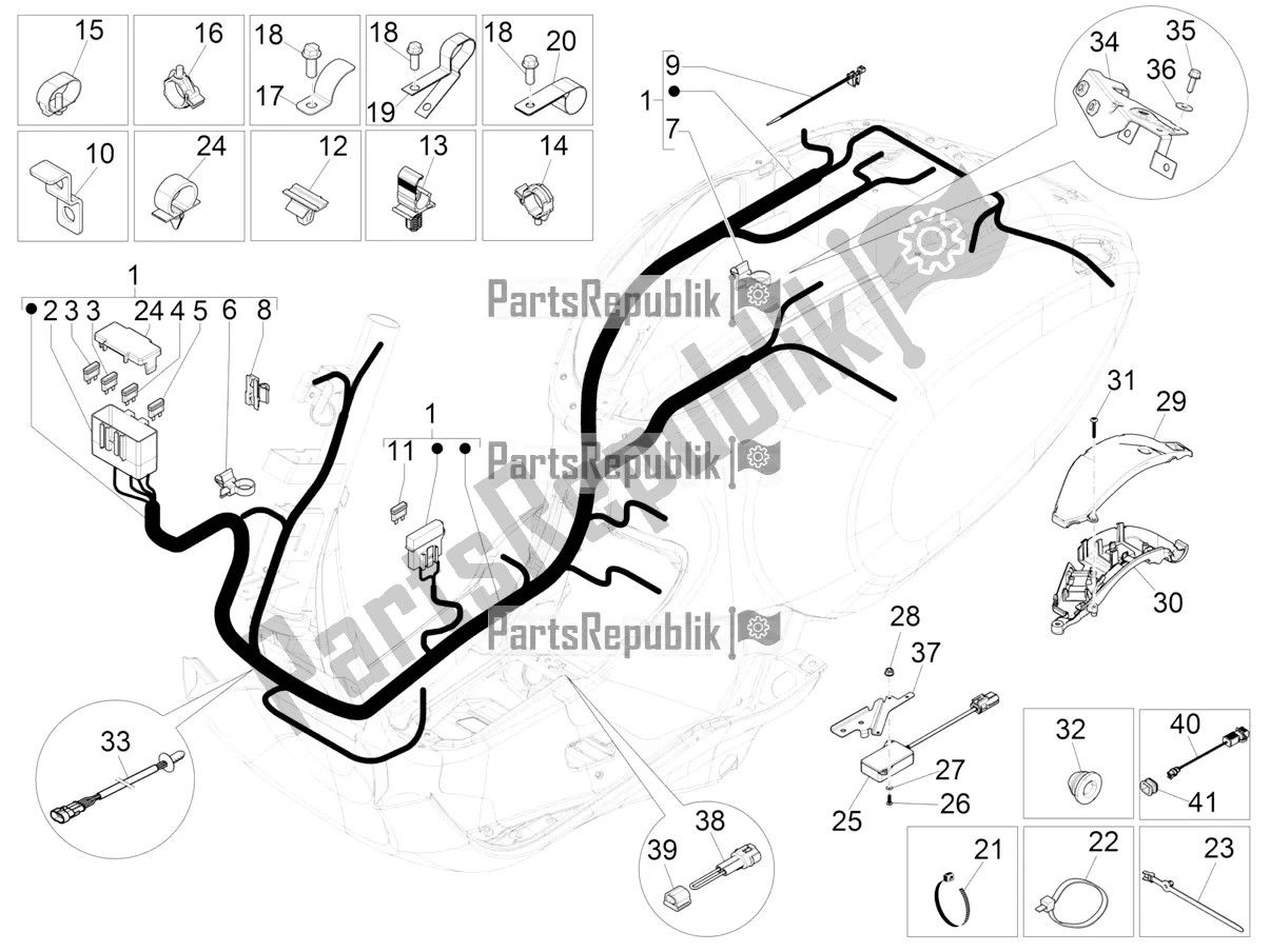 Tutte le parti per il Cablaggio Principale del Vespa Sprint 125 Iget 2019