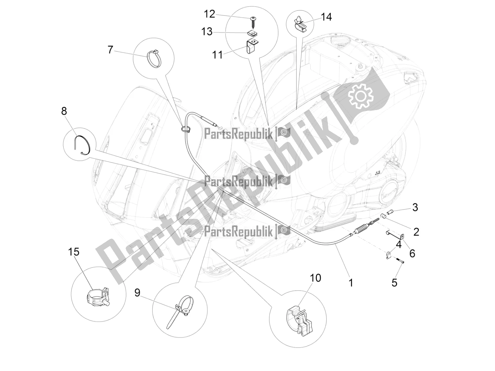 Todas as partes de Transmissões do Vespa Sprint 125 Iget 2019