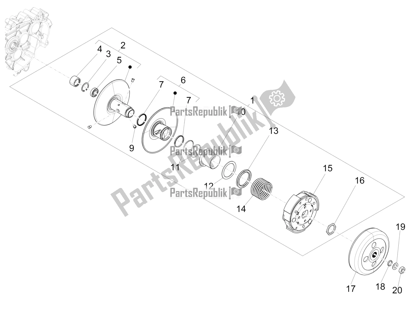 Toutes les pièces pour le Poulie Menée du Vespa Sprint 125 Iget 2020