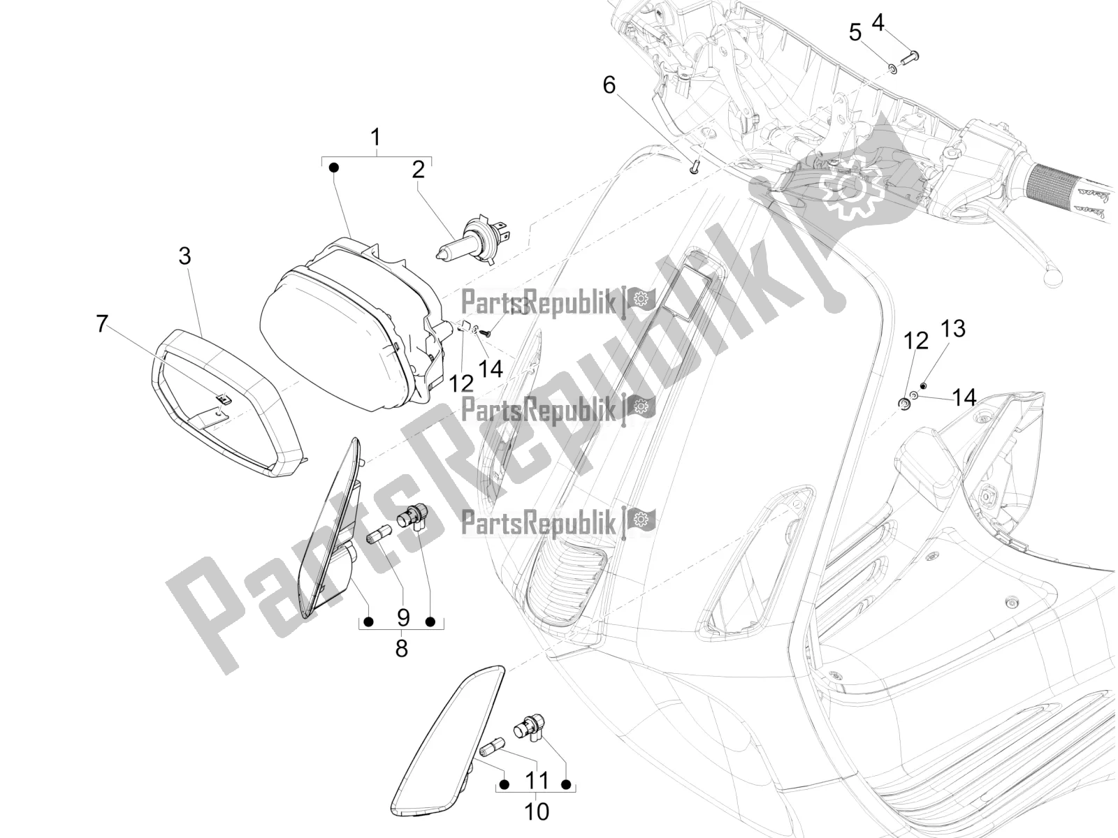 Toutes les pièces pour le Phares Avant - Clignotants du Vespa Sprint 125 Iget 2020