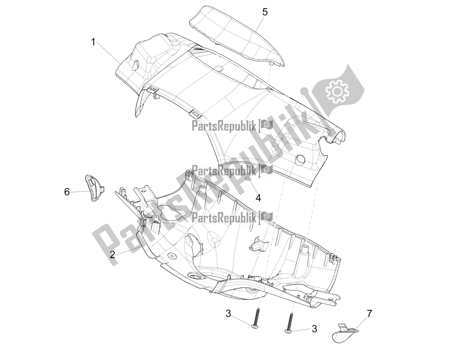 All parts for the Handlebars Coverages of the Vespa Sprint 125 Iget 2020