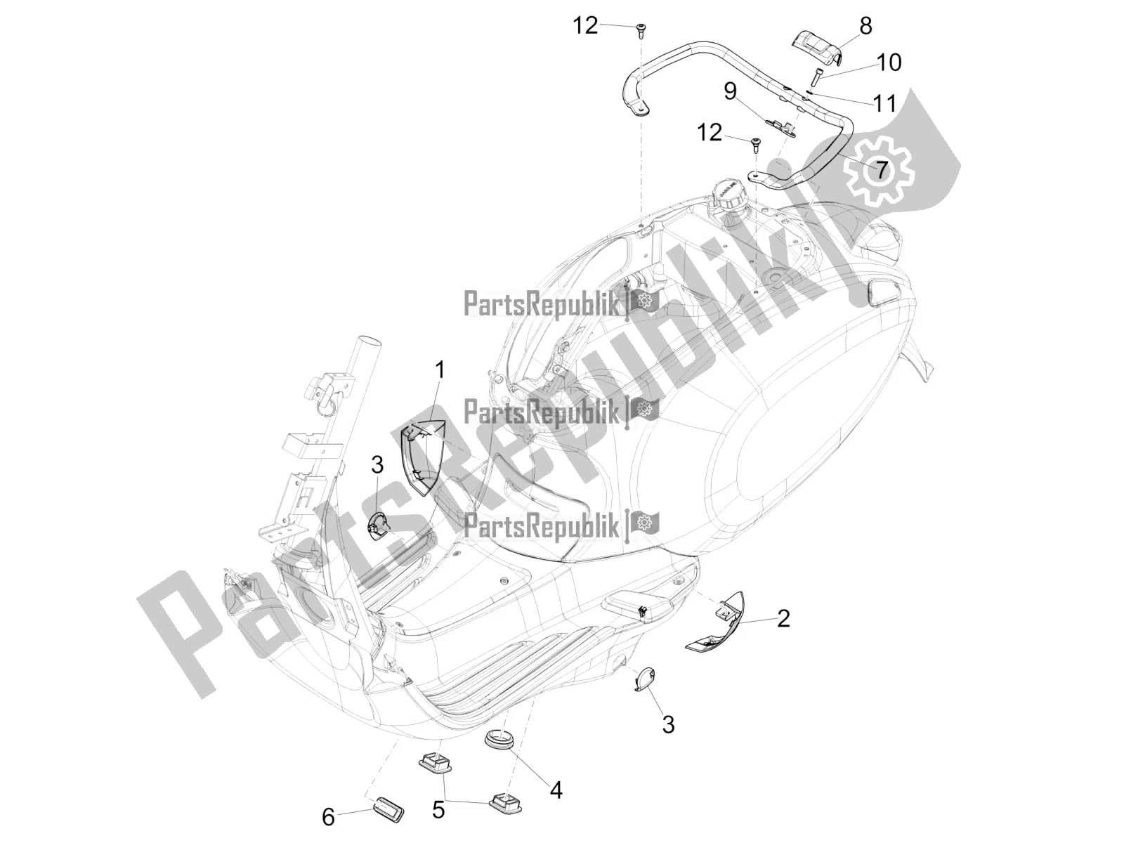 All parts for the Side Cover - Spoiler of the Vespa Sprint 125 Iget 2020