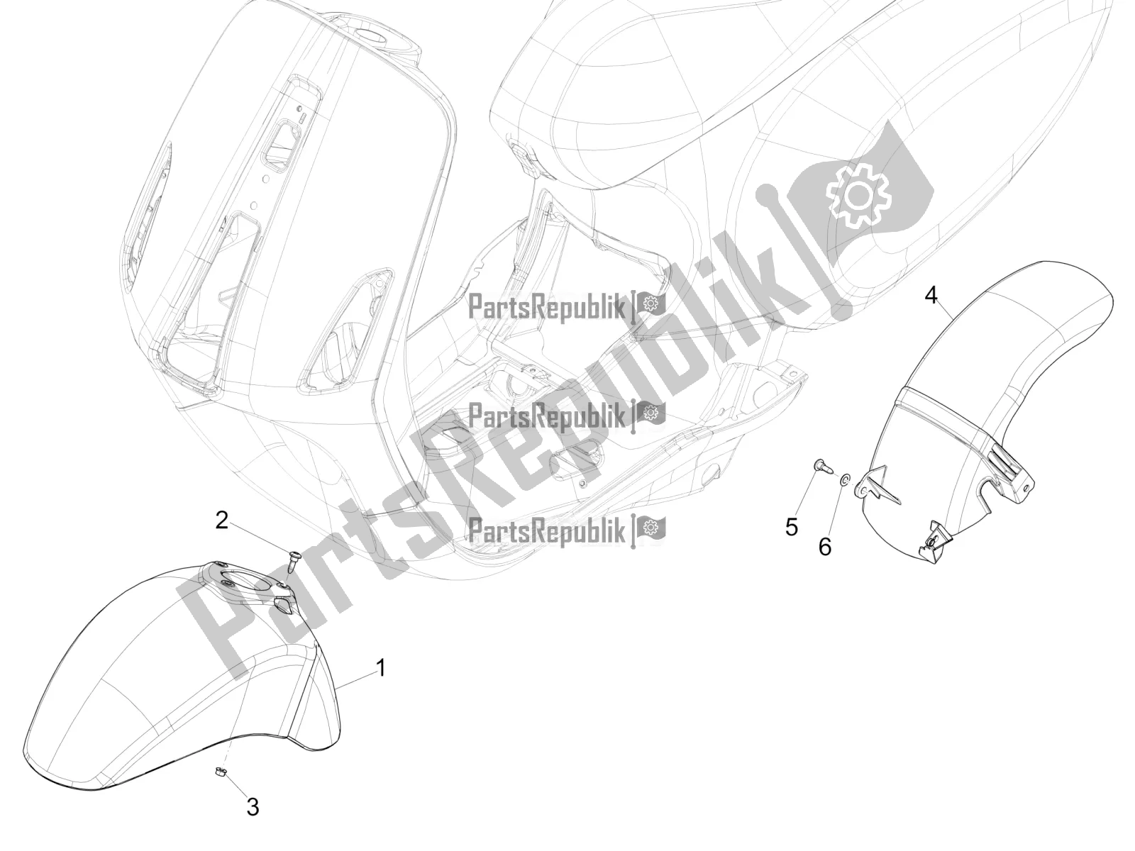 Toutes les pièces pour le Logement De Roue - Garde-boue du Vespa Sprint 125 Iget 2020