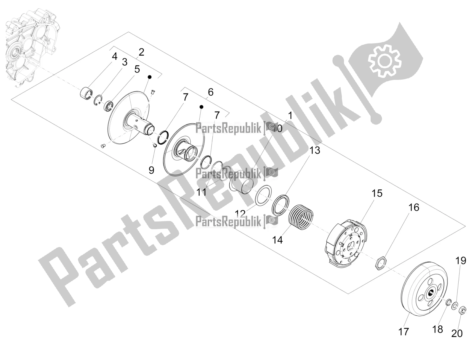 Toutes les pièces pour le Poulie Menée du Vespa Sprint 125 Iget Apac E2 2016