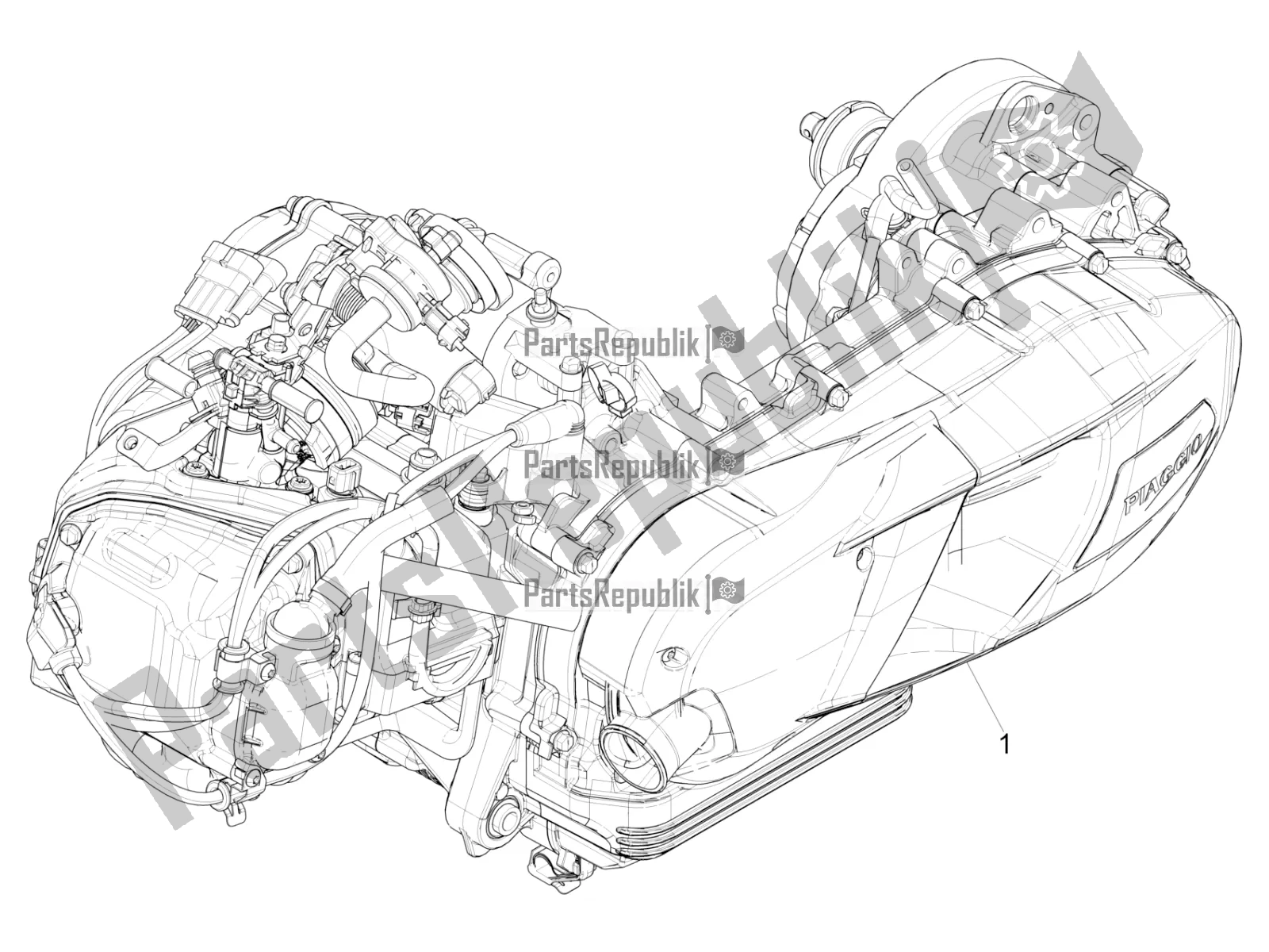 Alle onderdelen voor de Motor Assemblage van de Vespa Sprint 125 Iget Apac E2 2016