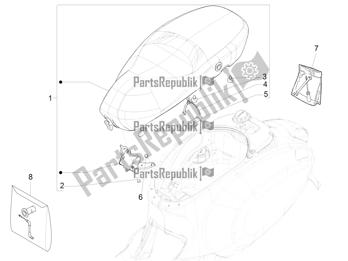 Alle onderdelen voor de Zadel / Stoelen van de Vespa Sprint 125 Iget Apac E2 2016