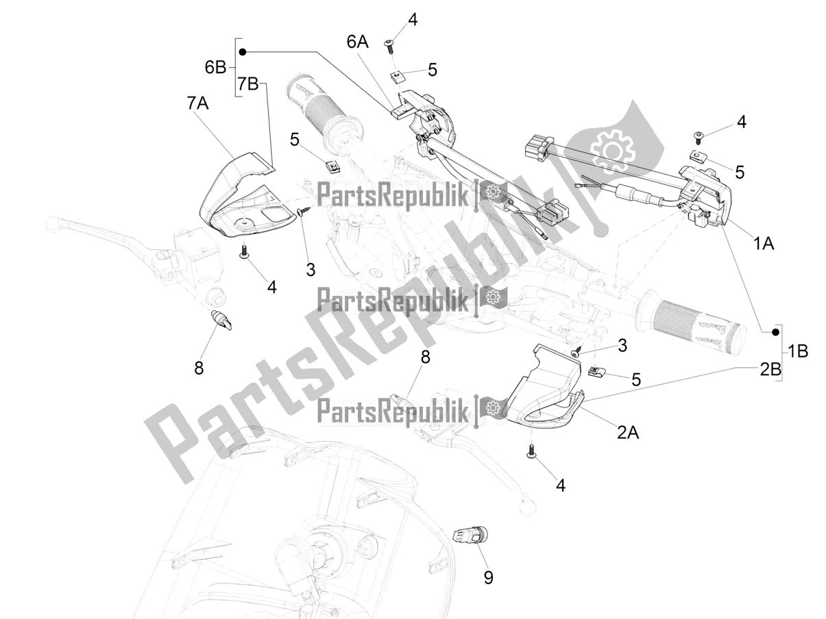 Alle onderdelen voor de Keuzeschakelaars - Schakelaars - Knoppen van de Vespa Sprint 125 Iget Apac E2 2016