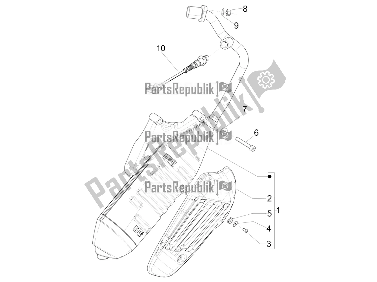 Alle onderdelen voor de Geluiddemper van de Vespa Sprint 125 Iget Apac E2 2016