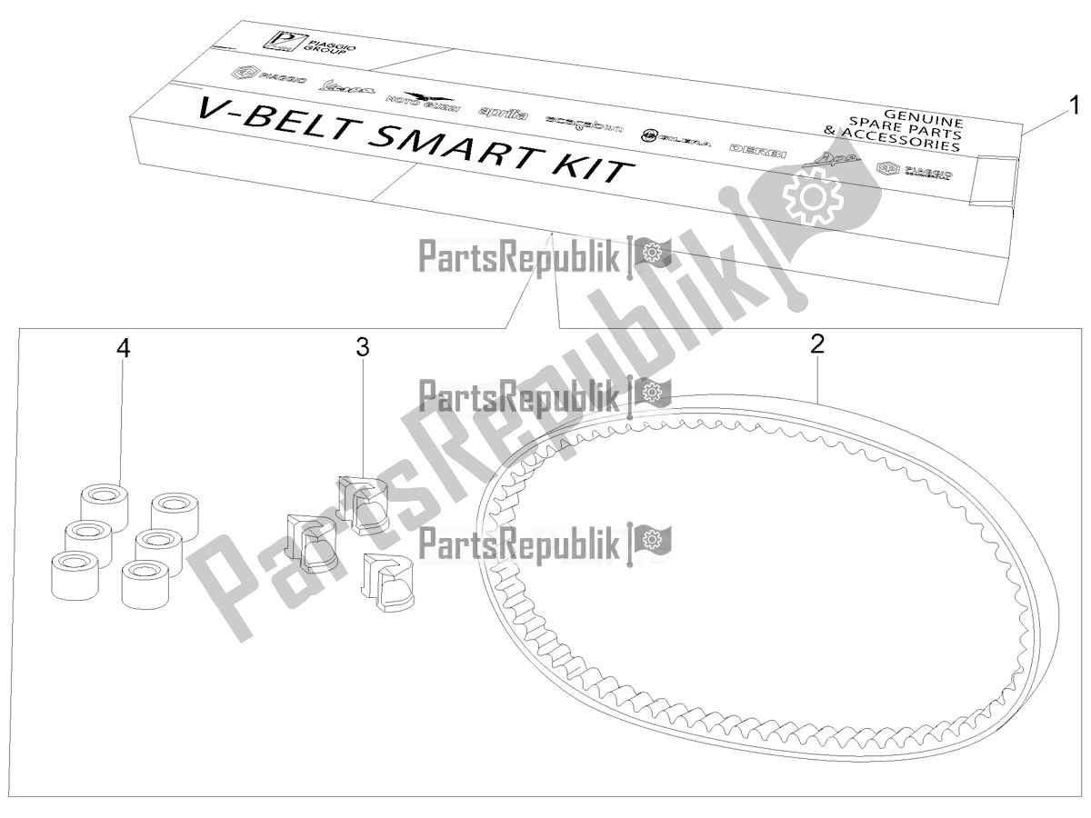 All parts for the Transmission Kit of the Vespa Sprint 125 Iget Apac E2 2016
