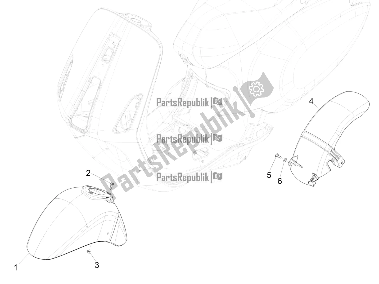 Toutes les pièces pour le Logement De Roue - Garde-boue du Vespa Sprint 125 Iget Apac E2 2016