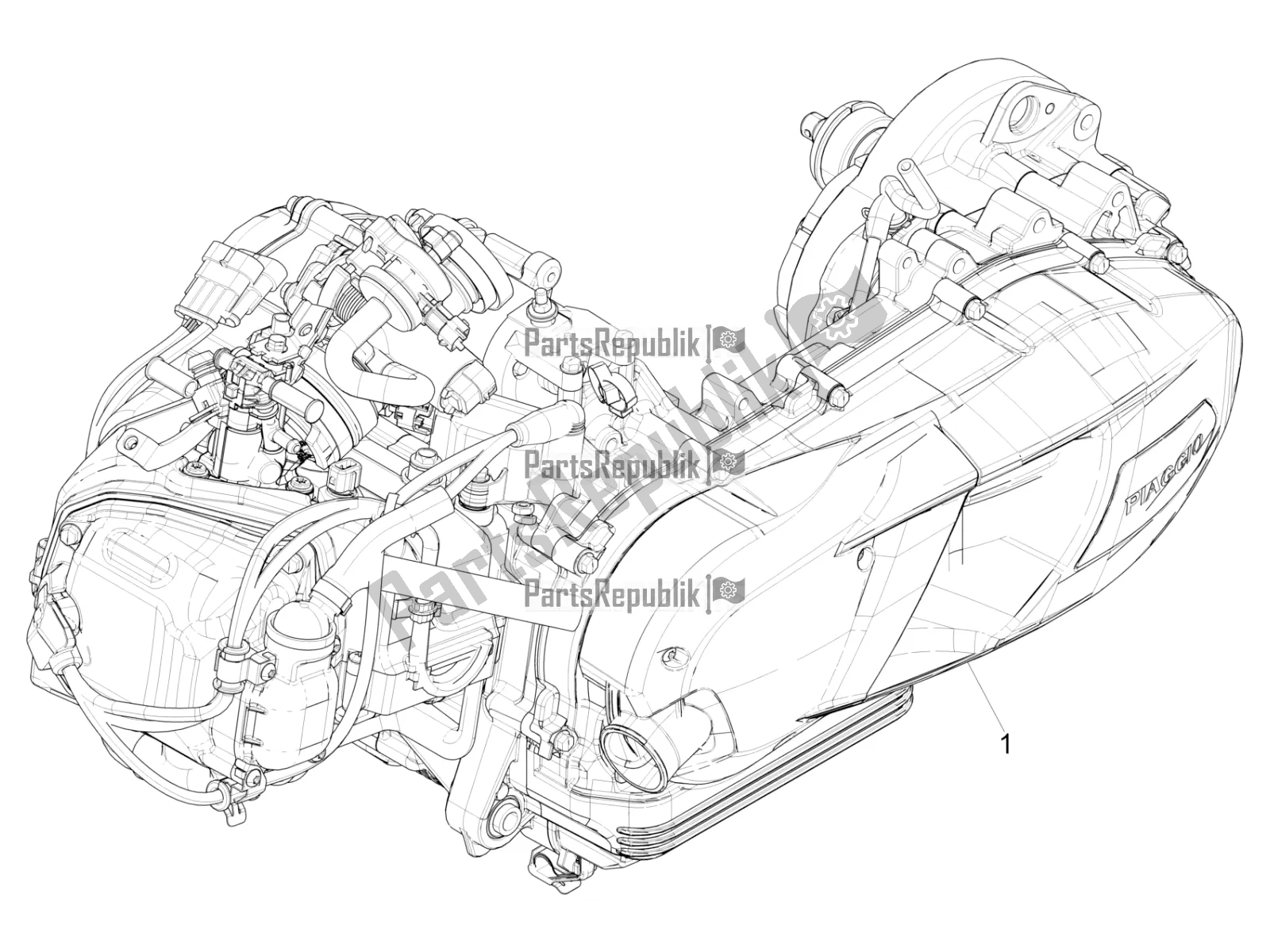 Alle onderdelen voor de Motor Assemblage van de Vespa Sprint 125 Iget Apac E2 2017