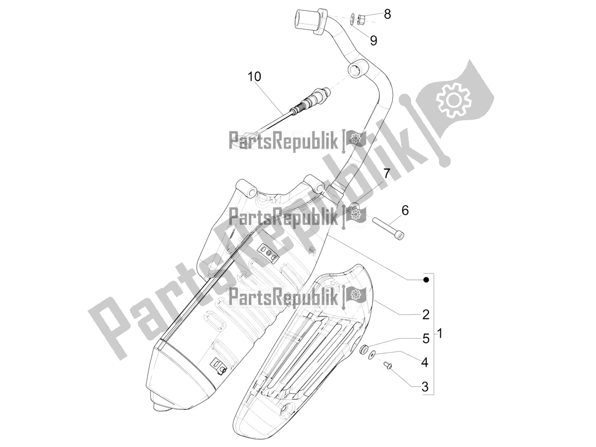 Alle onderdelen voor de Geluiddemper van de Vespa Sprint 125 Iget Apac E2 2017