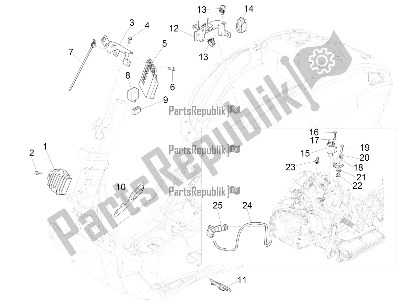 All parts for the Voltage Regulators - Electronic Control Units (ecu) - H. T. Coil of the Vespa Sprint 125 Iget Apac E2 2017