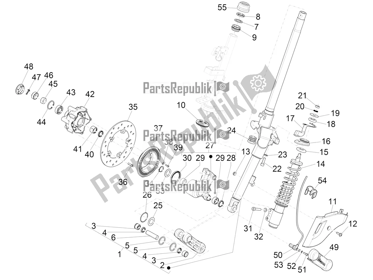 Toutes les pièces pour le Fourche / Tube De Direction - Palier De Direction du Vespa Sprint 125 Iget Apac E2 2018