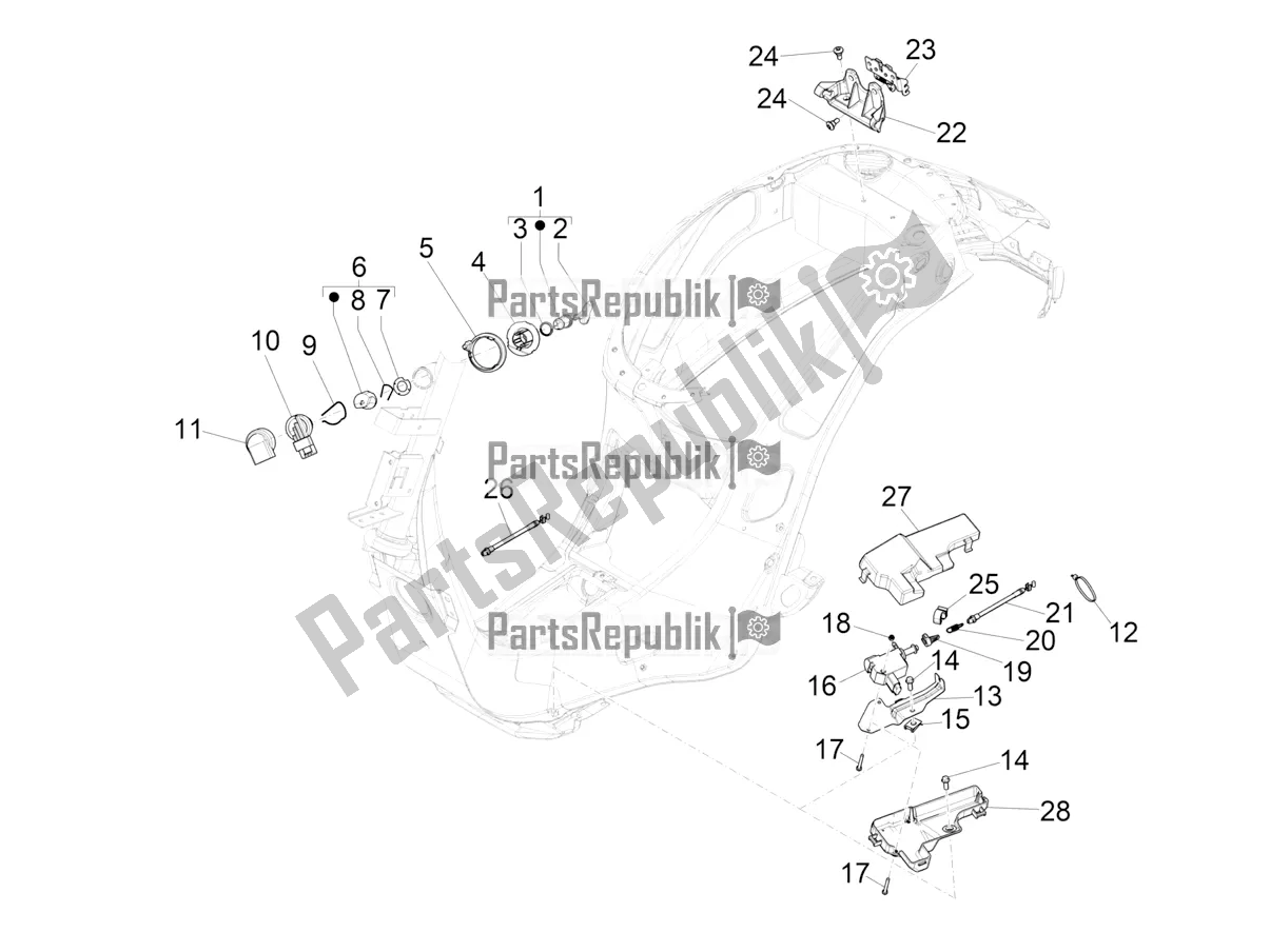 All parts for the Locks of the Vespa Sprint 125 Iget Apac E2 2018