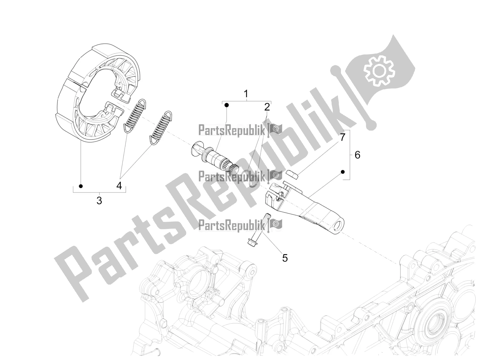 Tutte le parti per il Freno Posteriore - Ganascia Del Freno del Vespa Sprint 125 Iget Apac E2 2018