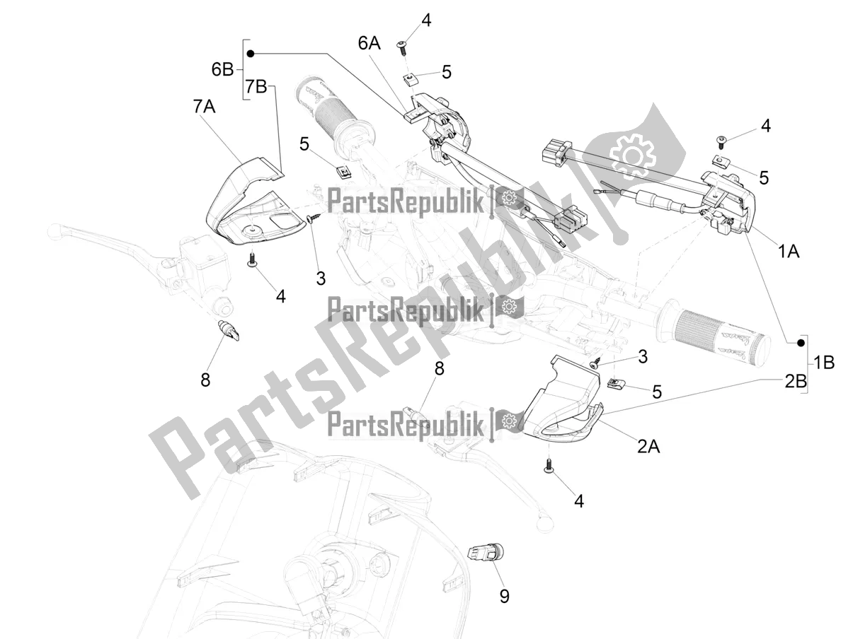 Todas as partes de Seletores - Interruptores - Botões do Vespa Sprint 125 Iget Apac E2 2018