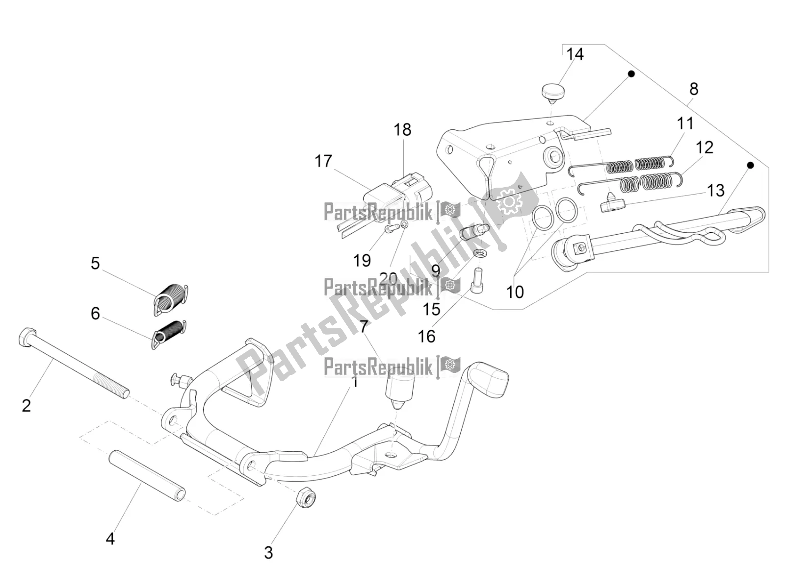 Wszystkie części do Stoisko / S Vespa Sprint 125 Iget Apac E2 2018