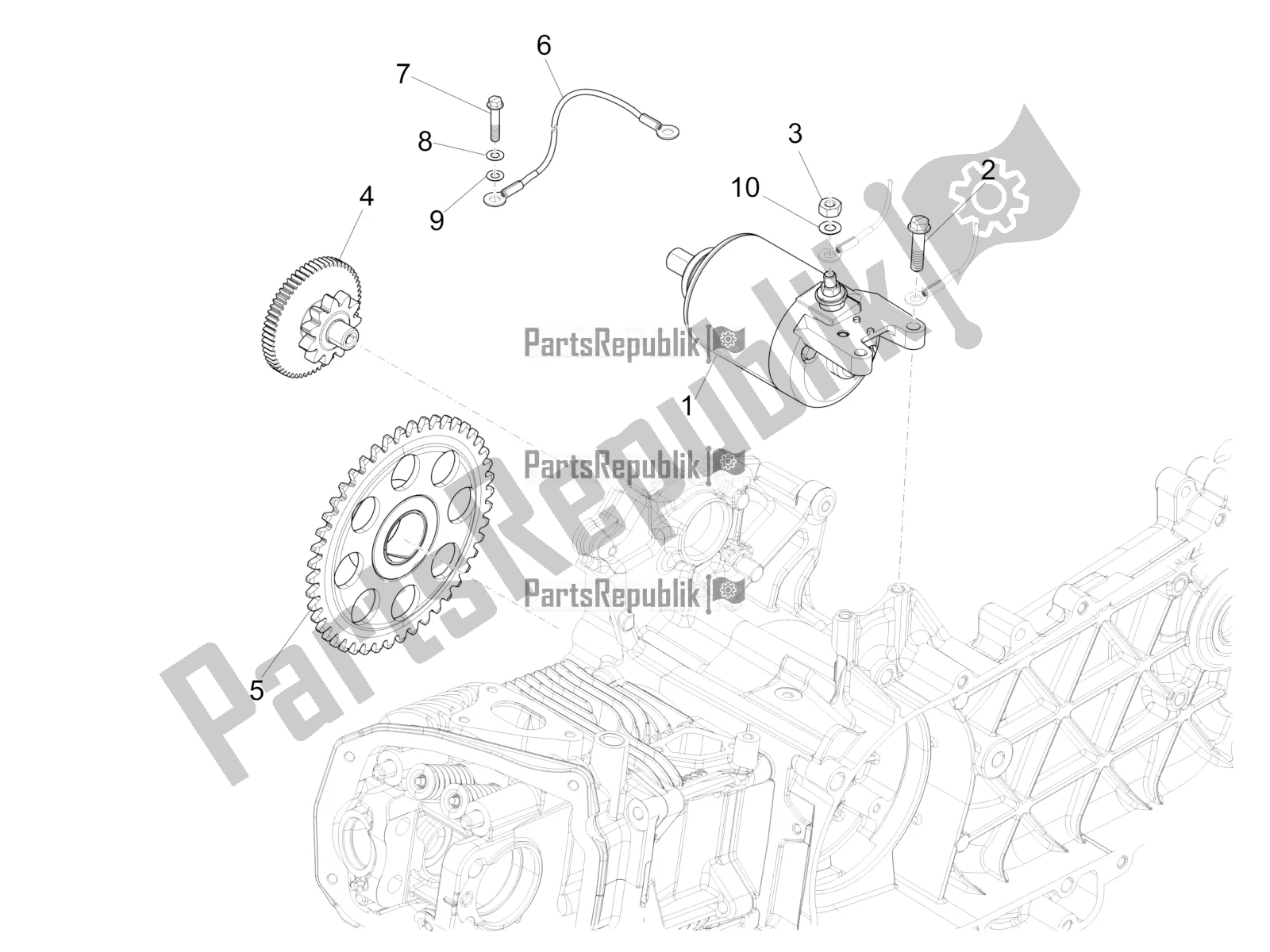 All parts for the Stater - Electric Starter of the Vespa Sprint 125 Iget Apac E2 2018