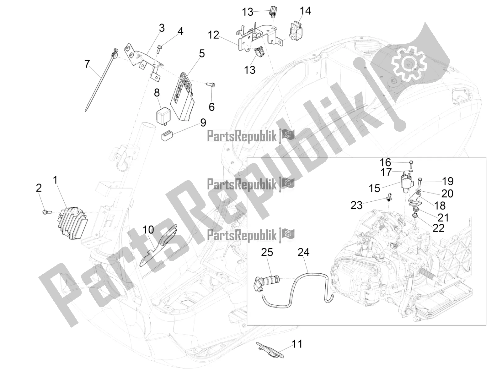 All parts for the Voltage Regulators - Electronic Control Units (ecu) - H. T. Coil of the Vespa Sprint 125 Iget Apac E2 2018