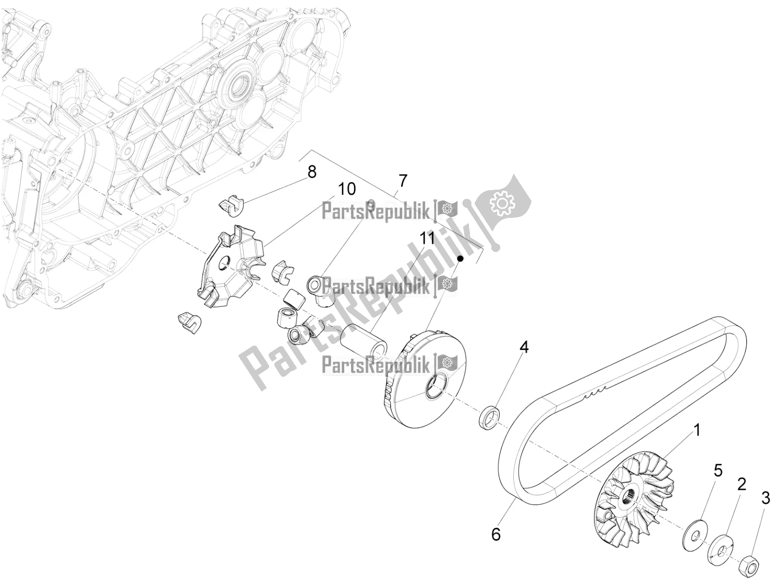 Todas as partes de Polia Motriz do Vespa Sprint 125 Iget Apac E2 2019