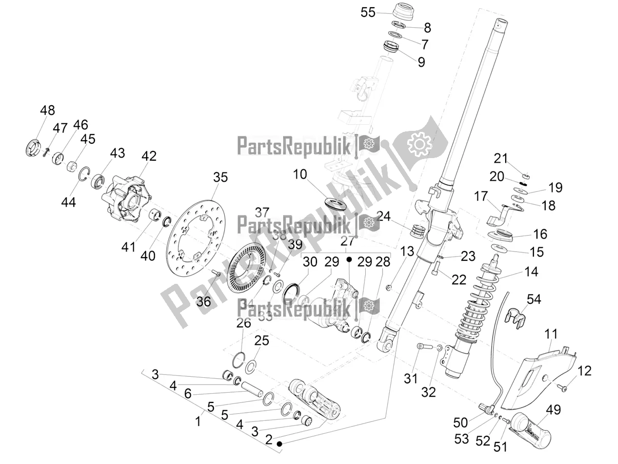 Todas las partes para Horquilla / Tubo De Dirección - Unidad De Rodamiento De Dirección de Vespa Sprint 125 Iget Apac E2 2019