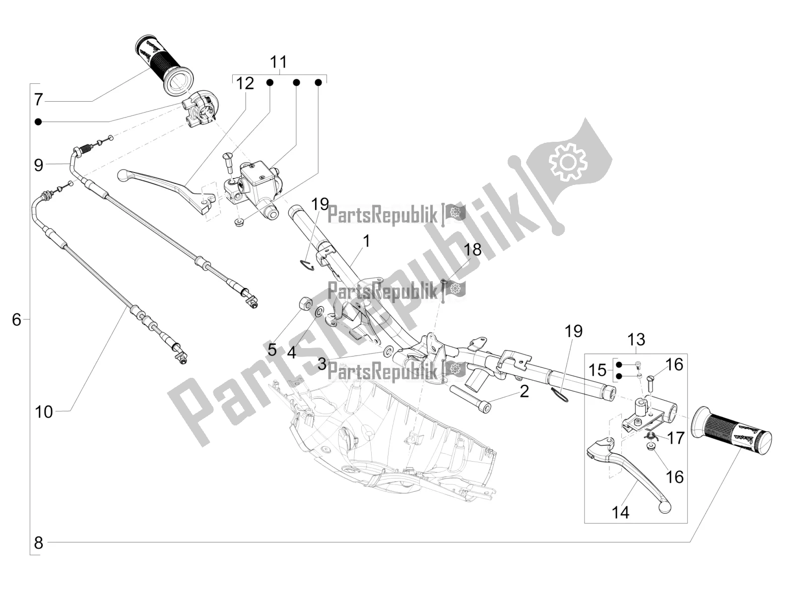 All parts for the Handlebars - Master Cil. Of the Vespa Sprint 125 Iget Apac E2 2019