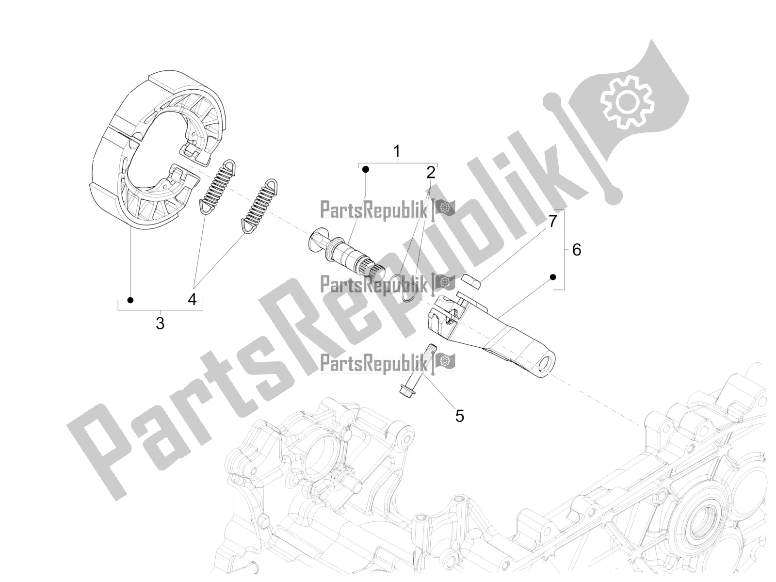 All parts for the Rear Brake - Brake Jaw of the Vespa Sprint 125 Iget Apac E2 2019