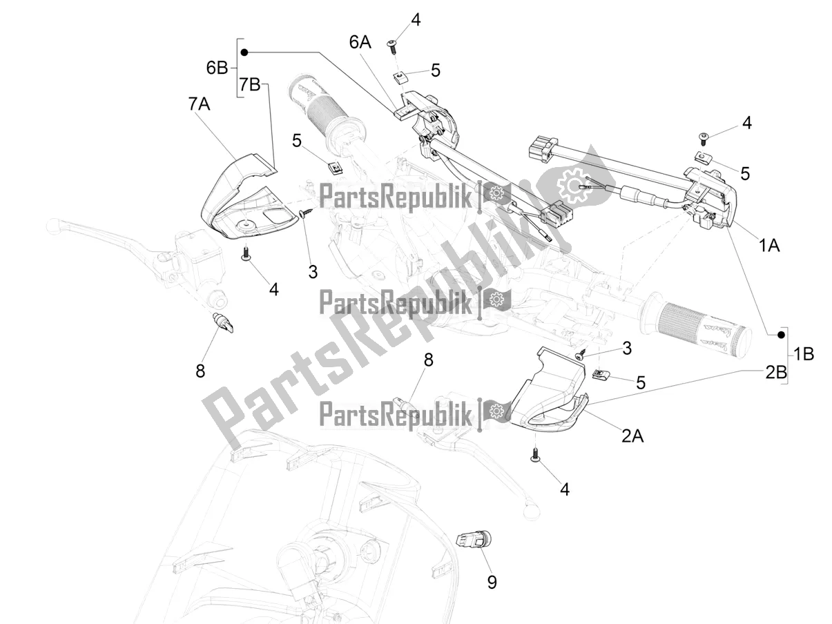 Todas as partes de Seletores - Interruptores - Botões do Vespa Sprint 125 Iget Apac E2 2019