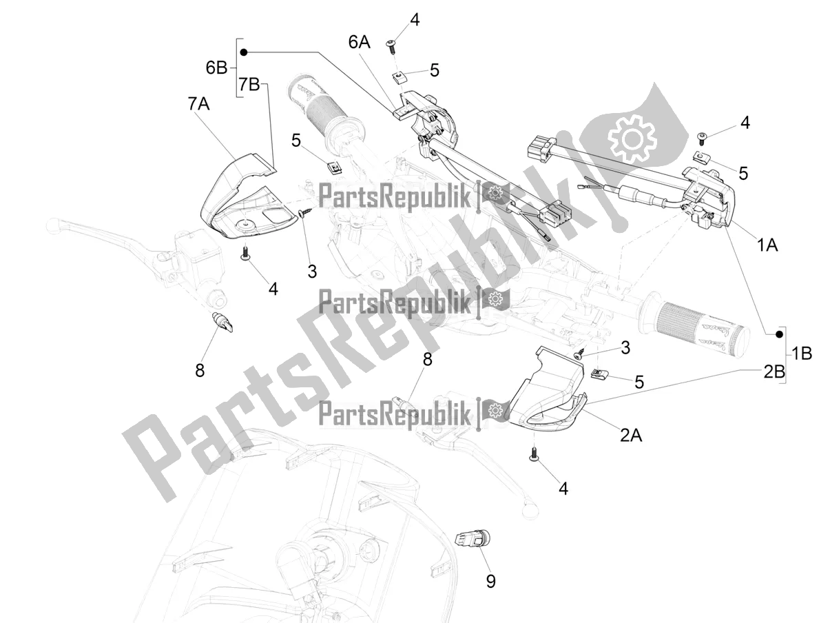 Todas as partes de Seletores - Interruptores - Botões do Vespa Sprint 125 Iget Apac E2 2019